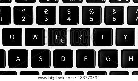 QUERTY silver laptop keyboard studio shooting isolated