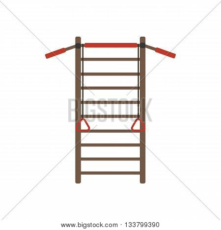 Gymnastics wall bars ladder with horizontal bar. Swedish staircase sports gymnastics ladder gymnastics wall gym tool. Sports ladder trainer wall exercises gymnastics ladder and wall bars vector.