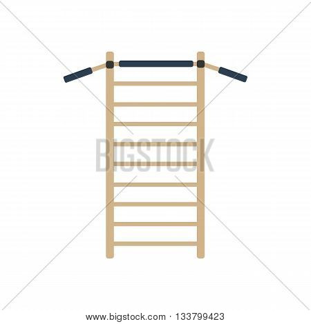 Gymnastics wall bars ladder with horizontal bar. Swedish staircase sports gymnastics ladder gymnastics wall gym tool. Sports ladder trainer wall exercises gymnastics ladder and wall bars vector.