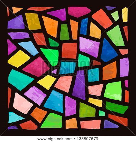 Stained glass window background. Watercolor handmade. Vector Illustration.