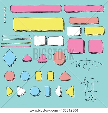 Decision Tree Graphic Elements with Hand Drawn Speech Bubbles and Arrows for Organized Workflow Plan