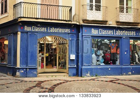 Valence France - april 13 2016 : a picturesque cloth shop