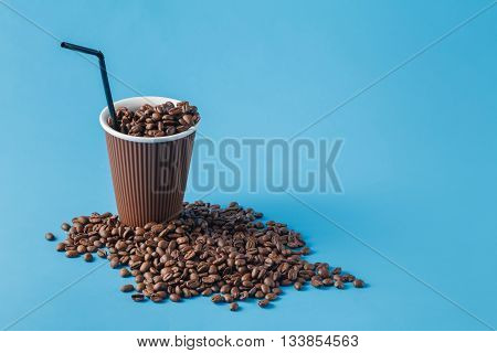 Paper Cup On Blue Background