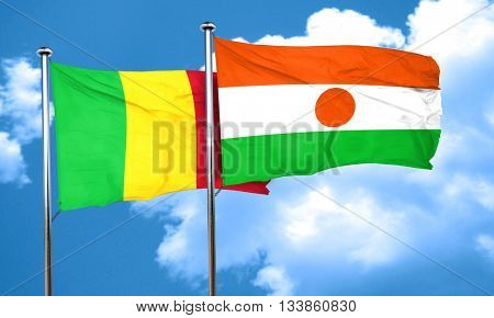 Mali flag with Niger flag, 3D rendering 