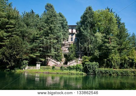 ancient villa crespi along the navilgio grande a channel which opens in milan view from castelletto di cuggiono a small town near milan