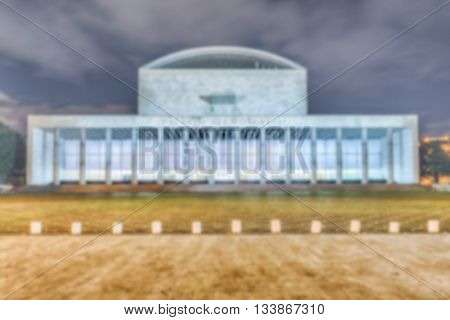 Defocused Background With Palace Of Congress, Eur District, Rome, Italy