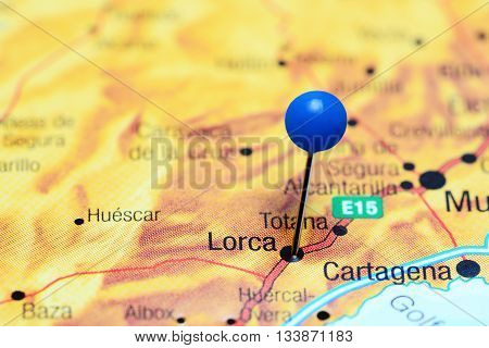 Lorca pinned on a map of Spain