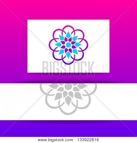 Arabic logo template. Islamic logo. Arabic flower sign. Vector ornamental symbol. Islamic style design template with logo.