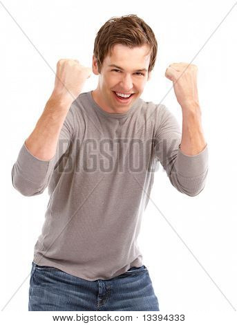 Glücklich lächelnd junger Mann. Isolated over white background