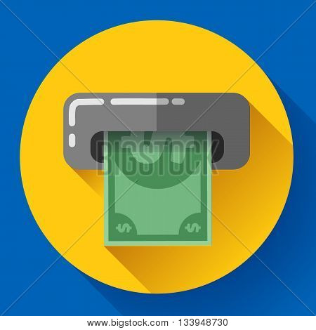 Getting money from an ATM bankomat card symbol icon. Flat design style