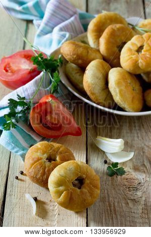 Open Pies With Meat (belyashi). The Traditional Dish Of Tatar Cuisine.