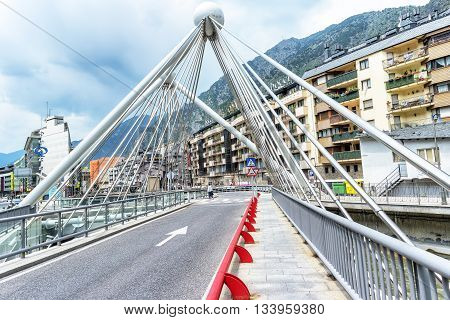 Bridge Through Gran Valira River In Andorra La Vella, Andorra.