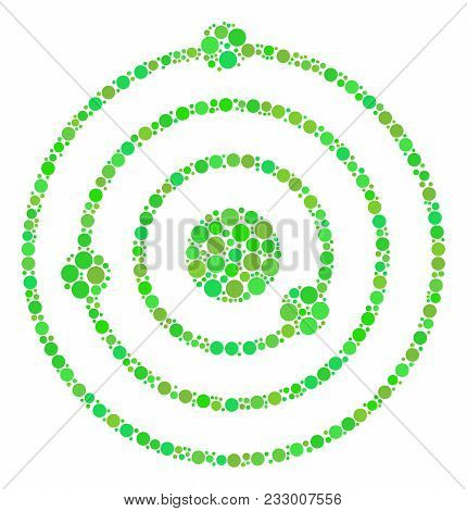 Solar System Collage Of Circle Elements In Different Sizes And Ecological Green Color Tints. Vector 