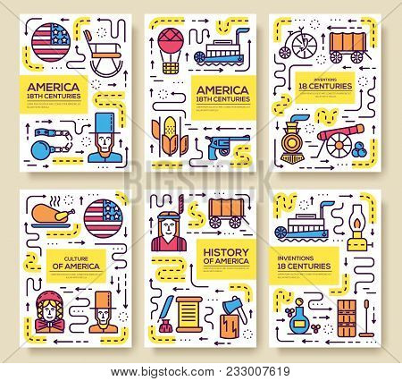 Country Outline Usa Travel. Template Set Of Cards Flyear, Magazines, Posters, Book Cover, Banners. I