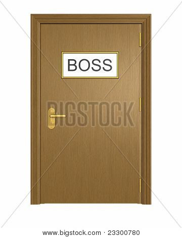 到老板的办公室的门。在白色背景上孤立