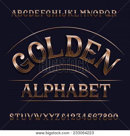 Golden Alphabet Font. Retro Ornate Letters. Stock Vector Typeset For Your Design.