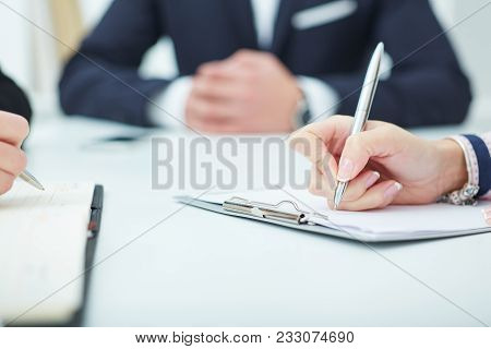 Female Hands Holding A Silver Pen Closeup. Business Financial Success, Certified Public Accountant C