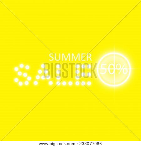 Summer Sale Glowing Neon Sign With Target On The Red Background.