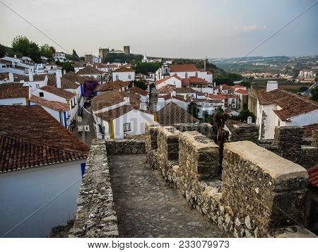 Picturesque City Landscape In Óbidos, Portugal