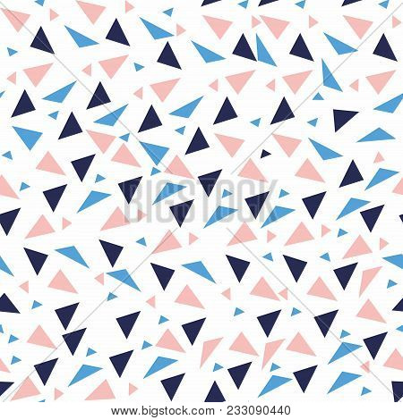 Seamless Background From Geometric Shapes. Triangles Of Different Sizes And Shades Of Color. Texture