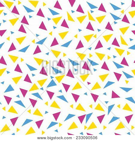 Seamless Background From Geometric Shapes. Triangles Of Different Sizes And Shades Of Color. Texture