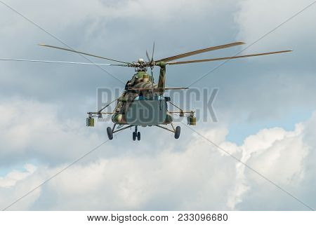 Tyumen, Russia - August 4, 2017: International Army Games. Engineering Formula Contest. Military Hel