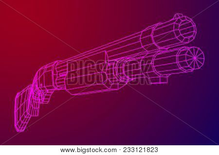 Shotgun Rifle Hunting Carbine Wireframe Low Poly Mesh Vector Illustration
