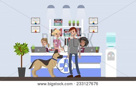 Vetclinic Illustration With Patients And Owners On White.