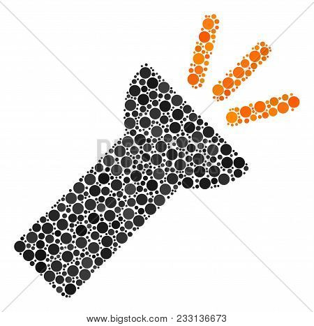Electric Torch Light Composition Of Round Dots In Variable Sizes And Color Tinges. Circle Elements A