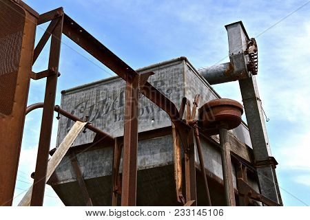 Casselton, North Dakota, July 26, 2017:  The Old Gleaner Combine Grain Hopper Box Is A Product Of Th