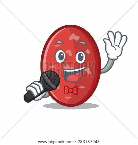 Singing Salami Mascot Cartoon Style Vector Illustration