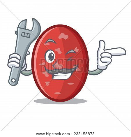 Mechanic Salami Mascot Cartoon Style Vector Illustration