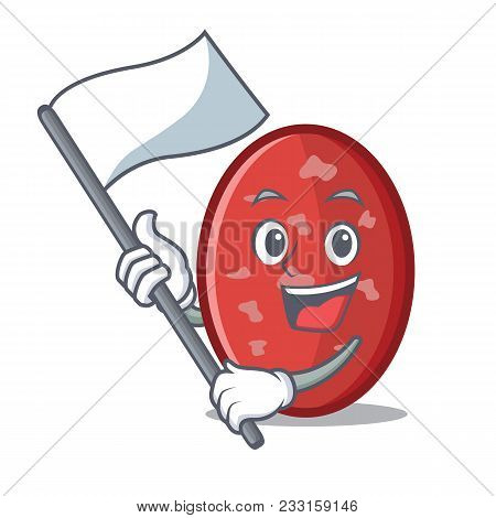 With Flag Salami Mascot Cartoon Style Vector Illustration