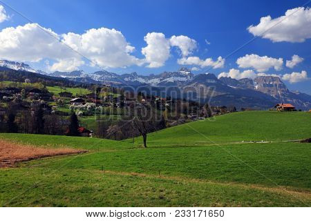 Mountain landscape in Haute Savoie, France, Europe