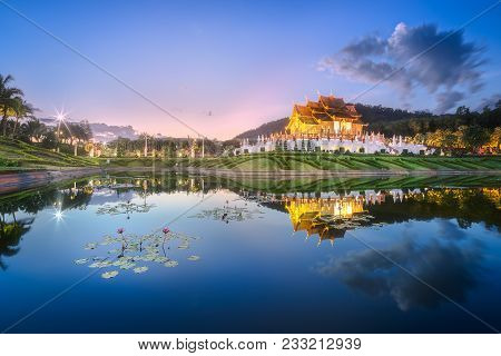 Royal Flora Ratchaphruek Park And Pavilion At Sunset Chiang Mai, Thailand