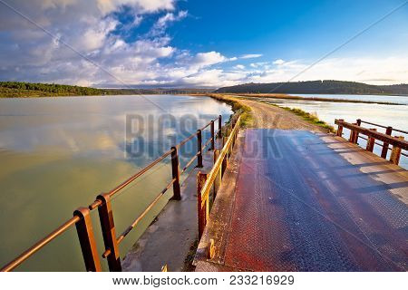Mirna River Mouth Bridge And Estuary View, Istria Region Of Croatia