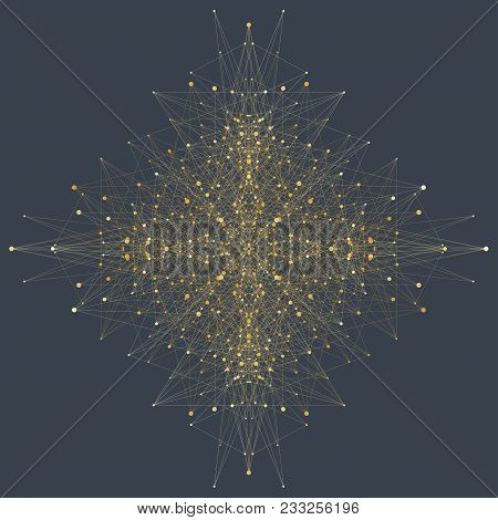 Computer Generated Phyllotaxis Dotted Helix Flow Fractal Vector. Futuristic Minimalistic Layout. Con