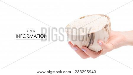 Rice Croquet In A Pial Plate Female Hands Pattern On A White Background Isolation