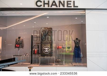 Chanel Shop At Emquatier, Bangkok, Thailand, Mar 8, 2018 : Luxury And Fashionable Brand Window Displ