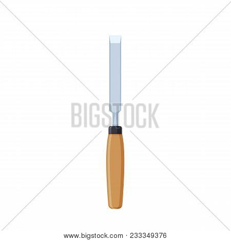 Wooden Chisel With A Metal Base, For Working With Wood, Deburring, And Flaws. Working Tool For A Car