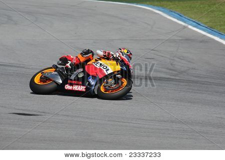 SEPANG, Maleisië - 2 februari: MotoGP rider Andrea Dovizioso van Repso Honda Team neemt aan de track 