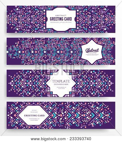 Geometric Abstract Vector Brochure Cards Set. Ethnic Style Template Of Flyear, Magazines, Poster, Bo
