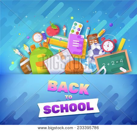 Back To School Information Cards Set. Student Template Of Flyear, Magazines, Posters, Book Cover, Ba