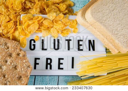 Gluten Frei ( German For Gluten Free ) Written On A Lightbox