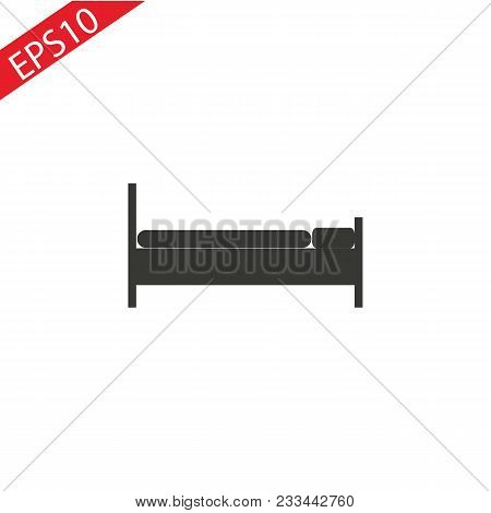 Bed Icon Vector. Simple Flat Symbol. Perfect Black Pictogram Illustration On White Background.