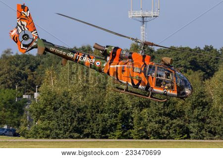 Gilze-rijen, The Netherlands - Sep 7, 2016: Special Tiger Painted French Army Gazelle Military Helic