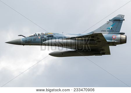 Florennes, Belgium - Jun 15, 2017: French Air Force Dassault Mirage 2000 Fighter Jet Aircraft In Fli