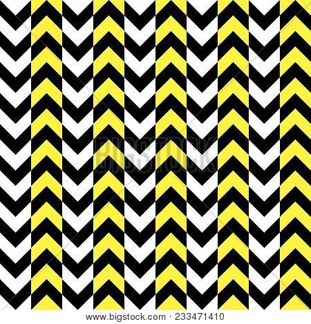 Black And White Zigzag Stripes Pattern. Geometric Repeating Pattern Of Zigzag. Vector Background Des