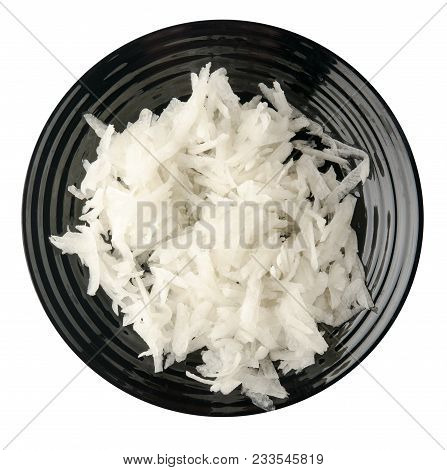 Daikon Isolated On White Background. Daikon On A Plate