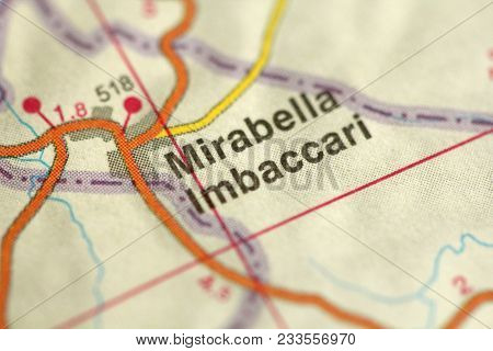 Mirabella Imbaccari. Map. The Islands Of Sicily, Italy.